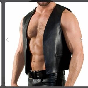 RoB Amsterdam Waistcoat Leather Vest NEW Men’s L Black Fetish Leather Genuine